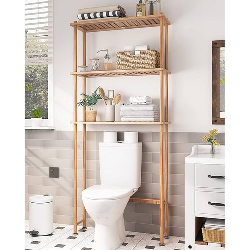 3-Tier Bamboo Over-the-Tank Toilet Storage Rack | Space Saver